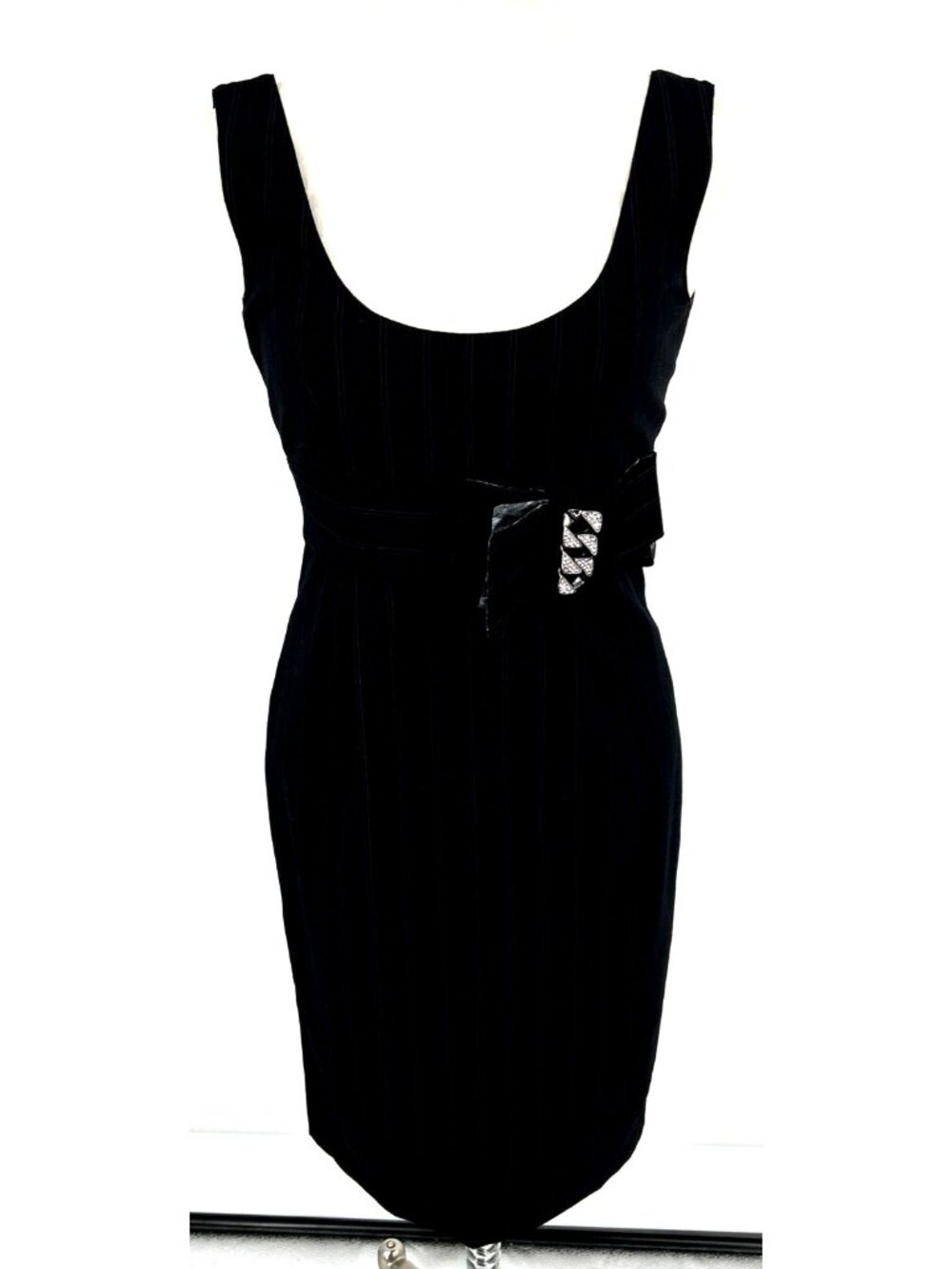 Maria Grazia Severi Jumper Dress Black Stripe Rhinestones Sz 10/12 Euro 42 Italy
